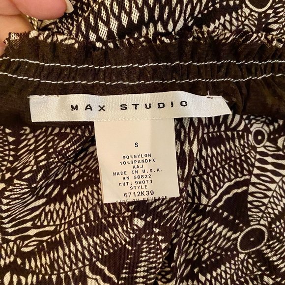 Max Studio Brown Pattern Size Small Blouson Style Blouse Top - Picture 8 of 9